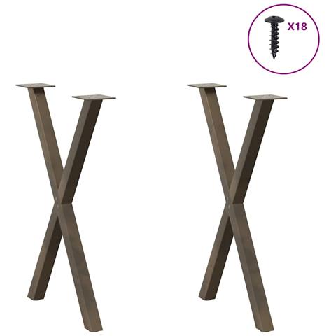 Gambe Tavolo Pranzo A X 2 Pz Naturale 57x(72-73) Cm Acciaio - Foto 3