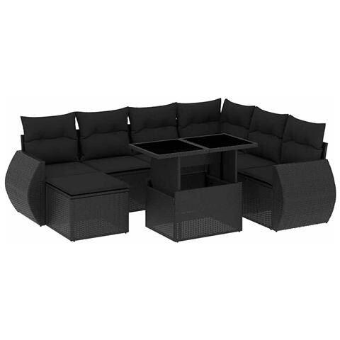 Set Divani Da Giardino Con Cuscini 8 Pz Nero In Polyrattan - Foto 2