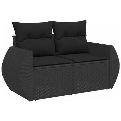 Set Divani Da Giardino Con Cuscini 8 Pz Nero In Polyrattan - Foto 3