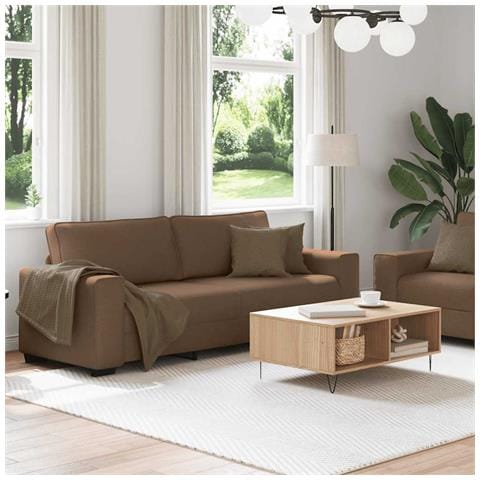 Set Di Divani 2 Pz Con Cuscini Marrone In Tessuto - Foto 3