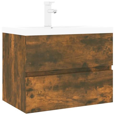 Mobile Bagno Con Lavabo Integrato Rovere Fumo Legno Multistrato - Foto 2