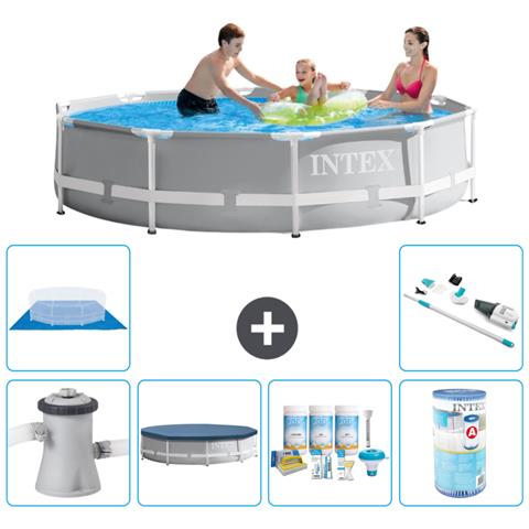 Piscina Fuori Terra - In Giro - 305x76 Cm - Grigio - Include Accessori Coordinati A2042 - Foto 1