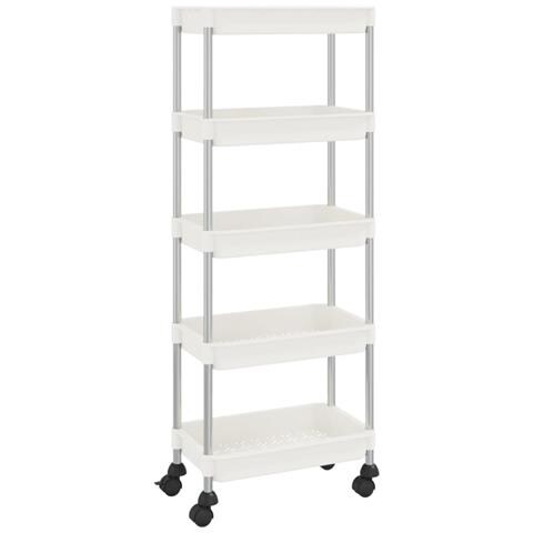 Carrello Da Cucina 5 Ripiani Bianco 42x29x128 Cm Ferro E Abs - Foto 1