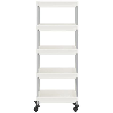 Carrello Da Cucina 5 Ripiani Bianco 42x29x128 Cm Ferro E Abs - Foto 2