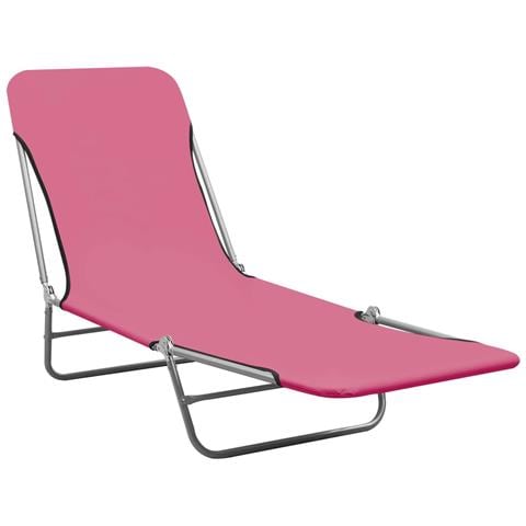 Lettini Prendisole Pieghevoli 2pz In Acciaio E Tessuto Rosa - Foto 1