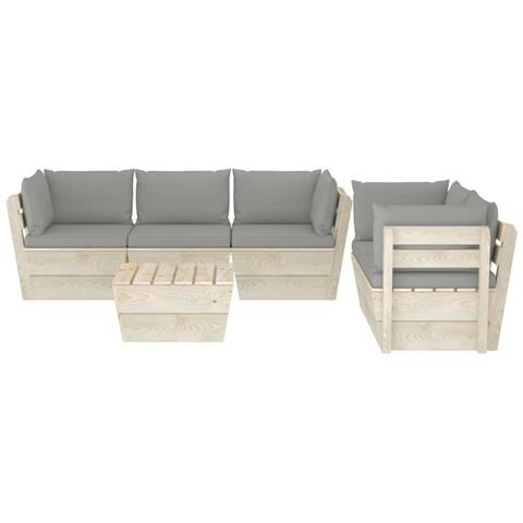 Set Divani Da Giardino Su Pallet 6 Pz Con Cuscini Legno Abete - Foto 2