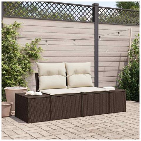 Divano da giardino a 2 posti con cuscini marrone in polyrattan - Foto 2