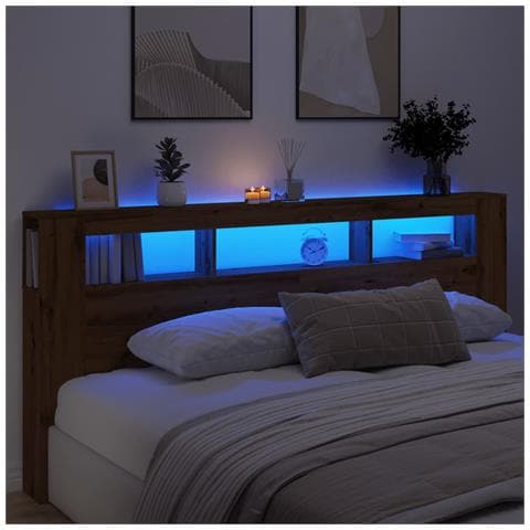 Testiera LED Rovere Artigianale 220x18,5x103,5 cm Multistrato - Foto 2