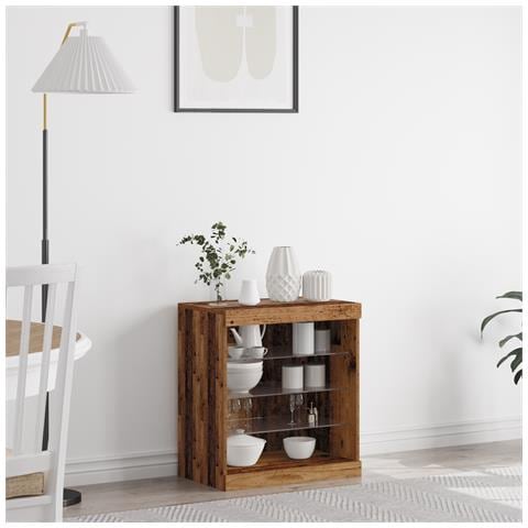 Sideboard con luci LED Legno Antico 60,5x37x67 cm - Foto 2