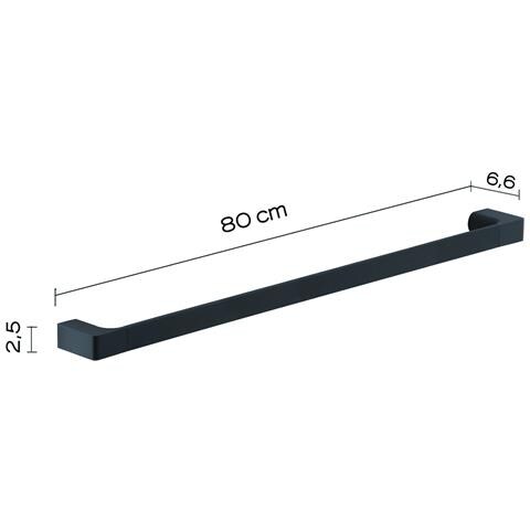 Portasalviette Cm 80 Da Muro In Ottone E Cromall Pi21-80 Serie Pirenei Nero Opaco - Foto 2
