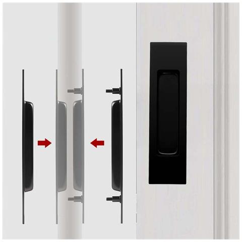 Maniglia A Incasso Per Porta Scorrevole Quadrata In Acciaio Inox, Set Completo Per Porte Scorrevoli Black - Foto 2