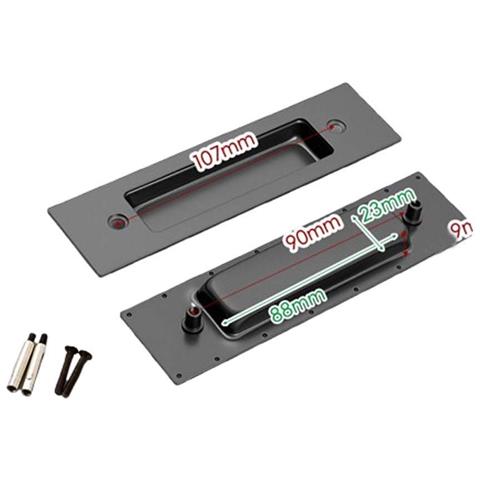 Maniglia A Incasso Per Porta Scorrevole Quadrata In Acciaio Inox, Set Completo Per Porte Scorrevoli Black - Foto 1