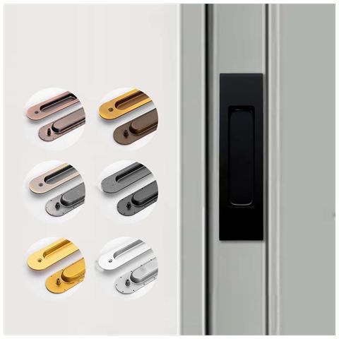 Maniglia A Incasso Per Porta Scorrevole Quadrata In Acciaio Inox, Set Completo Per Porte Scorrevoli Black - Foto 6