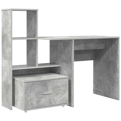 Scrivania con cassetto Grigio cemento 131.5 x 50 x 106.5 cm - Foto 1