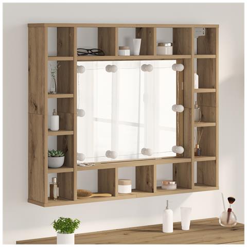 Mobiletto per specchio rovere artigianale 91 x 15 x 76.5 cm - Foto 2