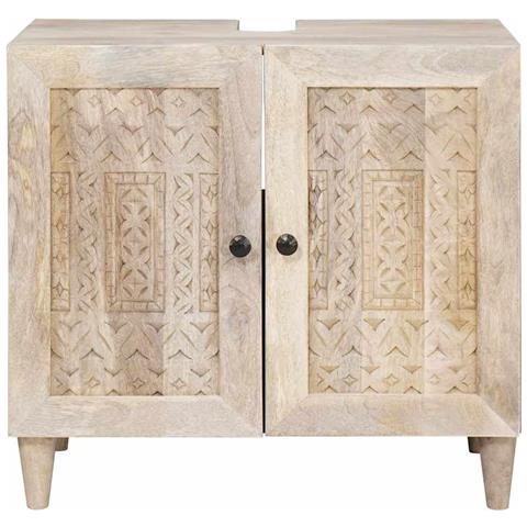 Mobile da Bagno Bianco 62 x 33 x 58 cm Legno Massiccio Mango - Foto 2