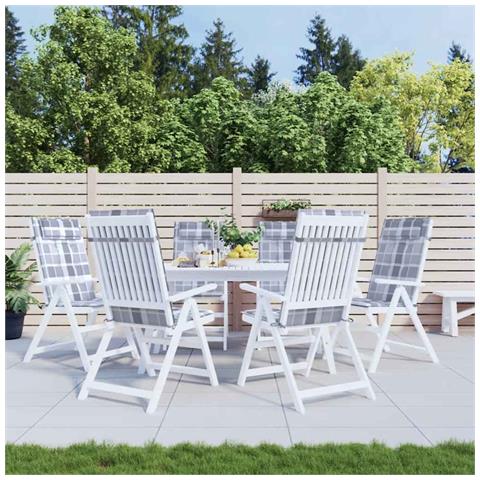 Cuscini Sedia Schienale Alto 6pz a Quadri Grigio Tessuto Oxford - Foto 2