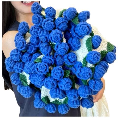 Coperta Bouquet Di Rose - 52 Fiori, 80cm - Morbido Plaid In Poliestere Blue - Foto 1
