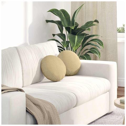 Cuscini per Seduta 2 pcs Grigio Verde Ø 30 cm Tessuto in Cords - Foto 2