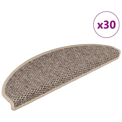 Tappeti Adesivi Scale Aspetto Sisal 30 pz 65x21x4cm Beige Scuro - Foto 1