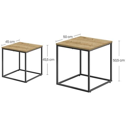 Set di 2 tavolini da caffè, metallo, rovere, soggiorno - Foto 1