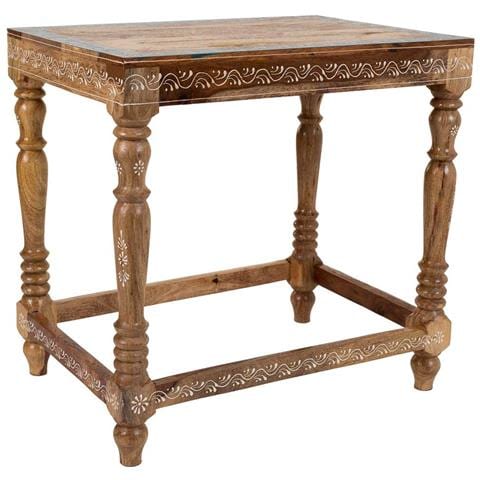 Tavolino In Legno Dipinto A Mano Marrone 48x33x46h - Foto 1