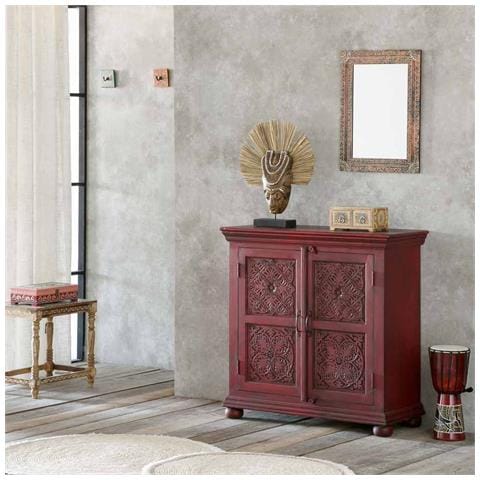 Tavolino In Legno Dipinto A Mano Marrone 48x33x46h - Foto 2