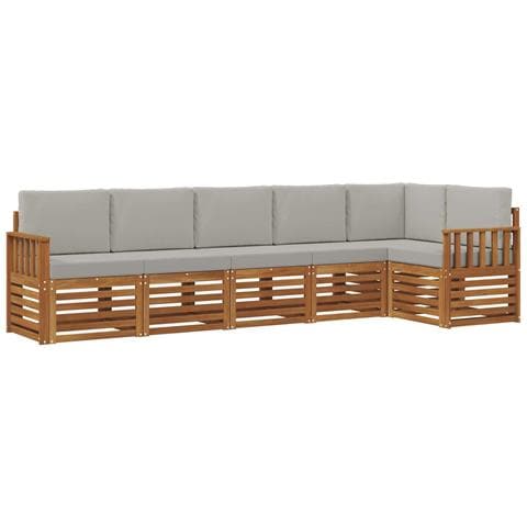 Set divani con cuscino 6 pcs Grigio Naturale e Chiaro - Foto 1