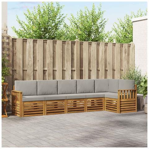 Set divani con cuscino 6 pcs Grigio Naturale e Chiaro - Foto 2