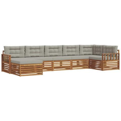 Set divani con cuscino 7 pcs Grigio Naturale e Chiaro - Foto 1