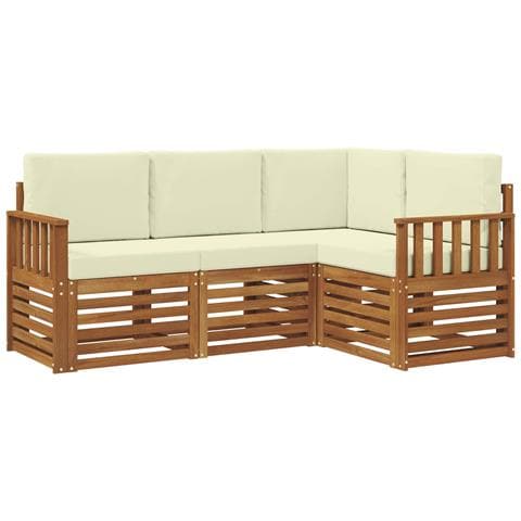 Set divani 4 pcs Naturale e Crema Legno di Acacia Massello - Foto 1
