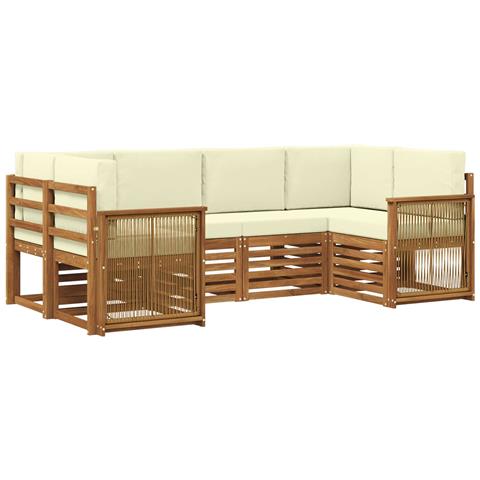 Set divano sezionale con cuscino 5 pcs Naturale e Crema - Foto 1