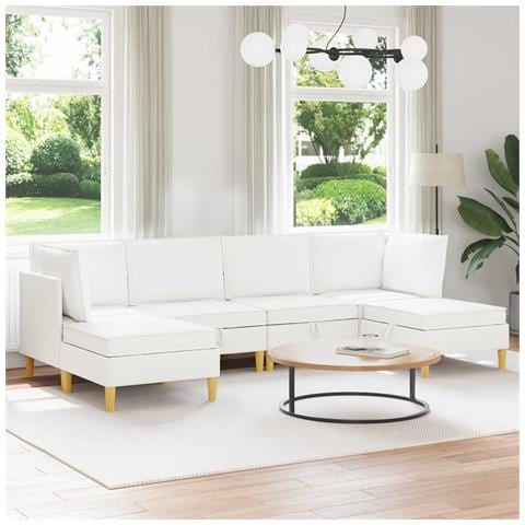Set di divani modulari con spazio di archiviazione 6 pcs Bianco - Foto 2