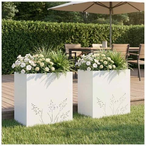 Vaso da giardino 2 pz Bianco 50 x 30 x 49 cm - Foto 2