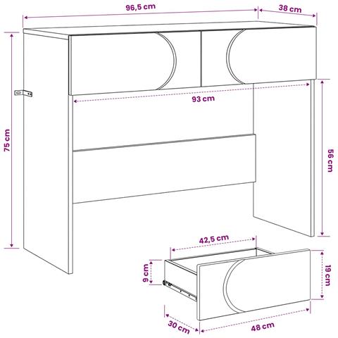 Consolle Bianco 96,5 x 38 x 75 cm Legno multistrato - Foto 9