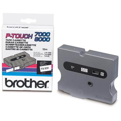 Nastro Laminato per Etichettatrice Formato 1.2 cm x 15.2 m Nero su Bianco - Foto 1