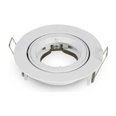Portafaretto Incasso Alluminio Rotondo Orientabile Twist To Open Per Lampade Gu10-gu5.3 Vt-775 - Sku 3645 Bianco - Foto 1