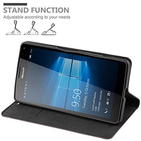 Custodia Compatibile Con Nokia Lumia 950 Xl In Bruno Caffè - Coperchio Protettiva Con Chiusura Magnetica, Funzione Stand E Tasca Per Le Carte - Foto 2