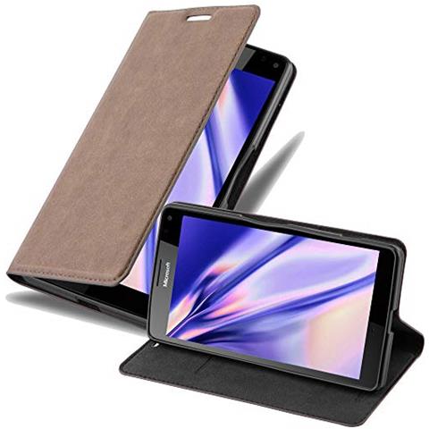 Custodia Compatibile Con Nokia Lumia 950 Xl In Bruno Caffè - Coperchio Protettiva Con Chiusura Magnetica, Funzione Stand E Tasca Per Le Carte - Foto 1
