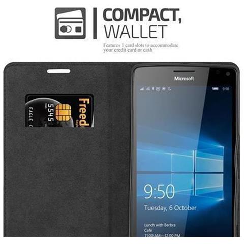 Custodia Compatibile Con Nokia Lumia 950 Xl In Bruno Caffè - Coperchio Protettiva Con Chiusura Magnetica, Funzione Stand E Tasca Per Le Carte - Foto 9