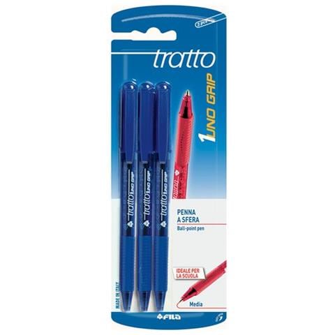 Confezione Blister 3 Penne A Sfera Tratto Uno Grip Inchiostro Blu - Foto 1