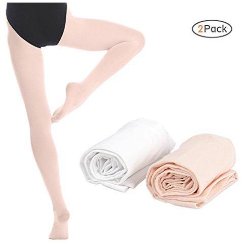 Footed Balletto Di Danza Collant Per I Bambini Delle Donne Delle Ragazze Di 2 Paia (bianco Colore Rosa) L - Foto 1