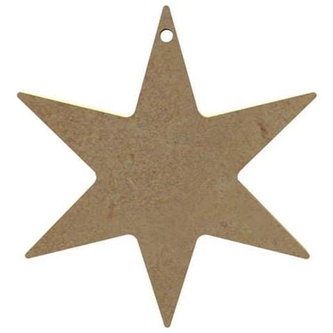 Stella Di Legno Mdf Con 6 Rami Da Decorare - 11 X 11 Cm - Foto 1
