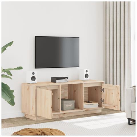 Mobile Porta Tv 110,5x35x44 Cm In Legno Massello Di Pino - Foto 2