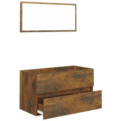Set Mobili Da Bagno 2 Pz Rovere Fumo In Legno Multistrato - Foto 1