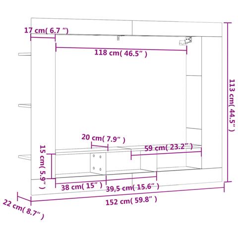 Mobile Porta Tv Grigio Cemento 152x22x113 Cm Legno Multistrato - Foto 11