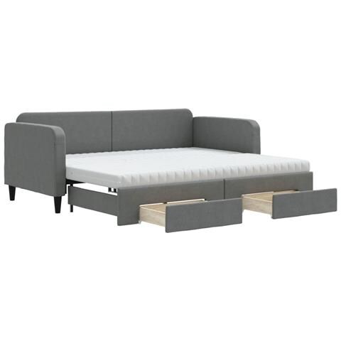 Divano Letto Estraibile Cassetti Grigio Scuro 90x200cm Tessuto - Foto 1