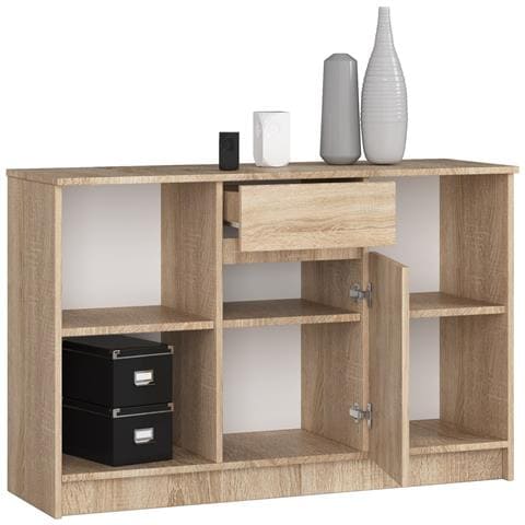 Cassettiera B17, 1 anta e 1 cassetto, 120x40x77 cm, Colore Sonoma Quercia - Foto 2