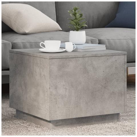 Tavolino Da Salotto Con Luci Led Grigio Cemento 50x50x40 Cm - Foto 1