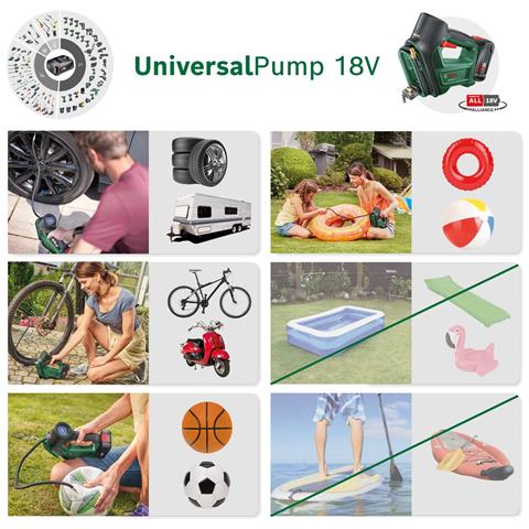 Compressore A Batteria Portatile 18v Per Pneumatici, Palloni E Piccoli Gonfiabili Batteria Non Inclusa Universal Pump - Foto 8